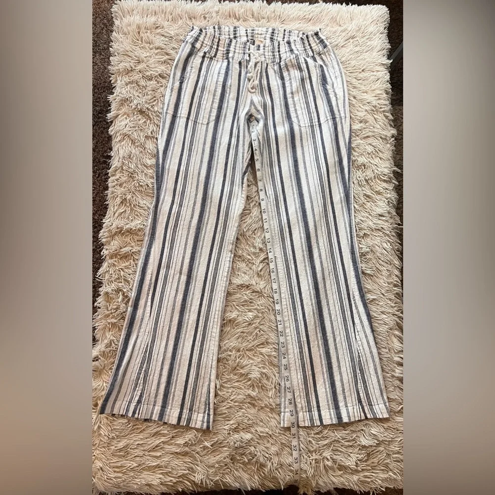 Roxy Blue & White Oceanside Stripe Flare Beach Linen Blend, XL - Picture 5 of 14